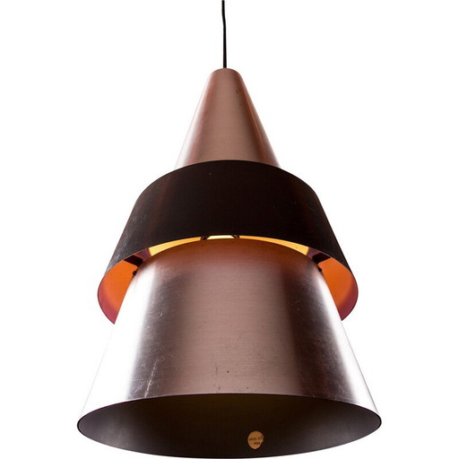 Vintage Zénith hanglamp in aluminium en metaal van Jo Hammerborg voor Fog en Mørup, Denemarken 1960