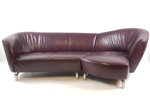 Leolux ‘Pupilla’ Bank Chaise Longue Dark Purple Leather