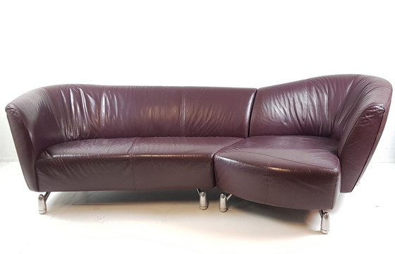 Image 1 of Leolux ‘Pupilla’ Bank Chaise Longue Dark Purple Leather