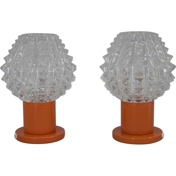Image 1 of Paar vintage oranje tafellampen van Kamenicky Senov, 1970