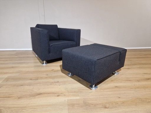 Design On Stock Blizz - Fauteuil - Hocker - Zwart- Wolstof