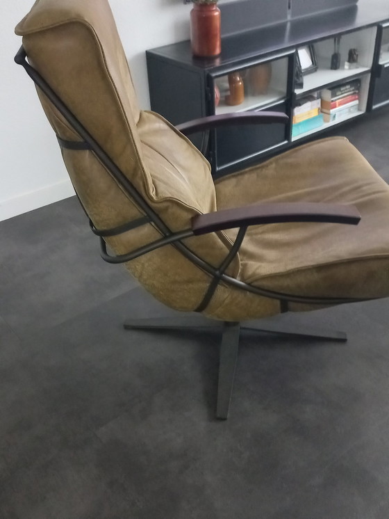 Image 1 of Moderne Lederen Draaifauteuil