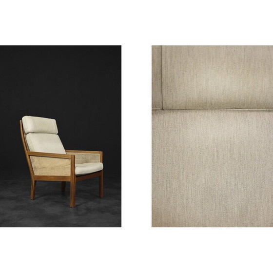 Image 1 of Vintage mahonie en rieten fauteuil van Bernt Petersen dla Wørts Møbelsnedkeri, Denemarken 1960