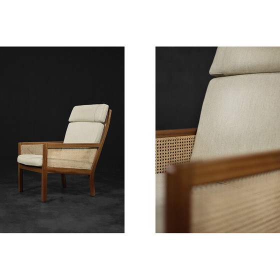 Image 1 of Vintage mahonie en rieten fauteuil van Bernt Petersen dla Wørts Møbelsnedkeri, Denemarken 1960