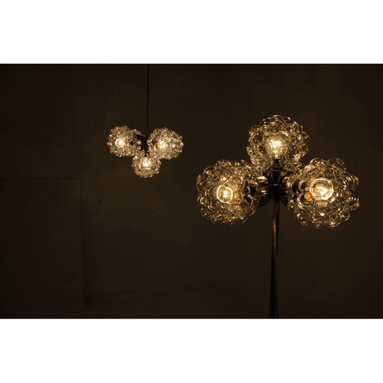 Image 1 of Vintage chroomstaal en glazen vloerlamp en kroonluchter set, Tsjechoslowakije 1970