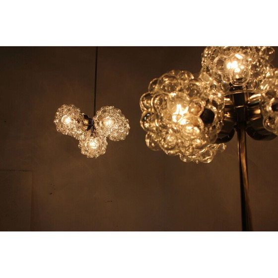 Image 1 of Vintage chroomstaal en glazen vloerlamp en kroonluchter set, Tsjechoslowakije 1970