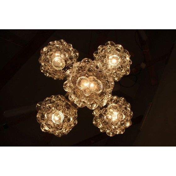 Image 1 of Vintage chroomstaal en glazen vloerlamp en kroonluchter set, Tsjechoslowakije 1970