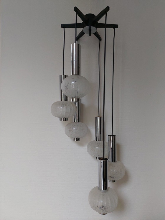 Image 1 of Mid-Century 6 Armen Solken Leuchten Hanglamp