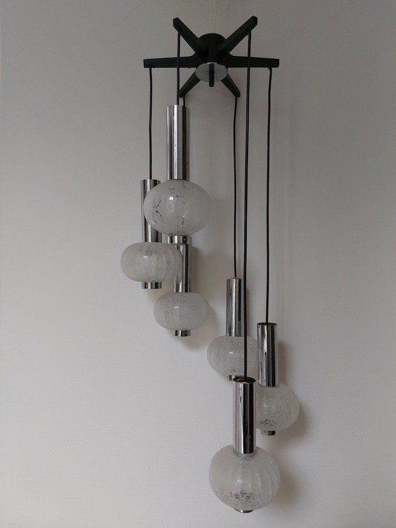 Image 1 of Mid-Century 6 Armen Solken Leuchten Hanglamp