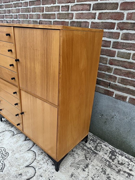 Image 1 of Vintage Berken Highboard Met 8 Laden 