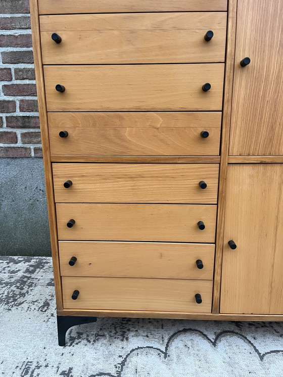 Image 1 of Vintage Berken Highboard Met 8 Laden 