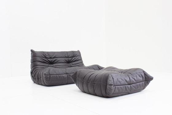 Image 1 of Vintage Ligne Roset Togo 2 Zits Sofa En Poef