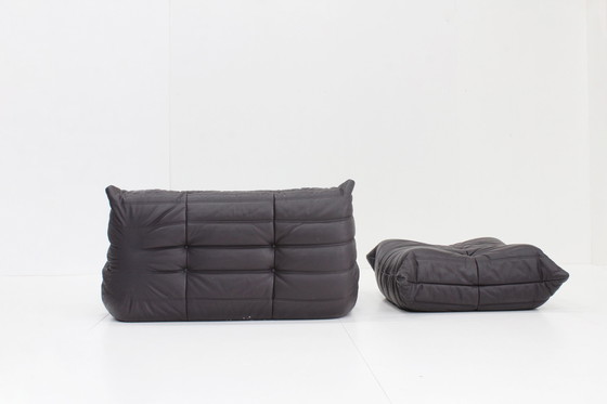 Image 1 of Vintage Ligne Roset Togo 2 Zits Sofa En Poef