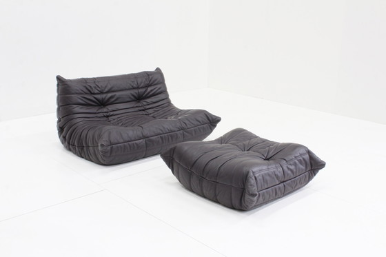 Image 1 of Vintage Ligne Roset Togo 2 Zits Sofa En Poef