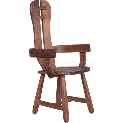 Set van 4 eikenhouten eetkamerstoelen Mid Century, België 1970