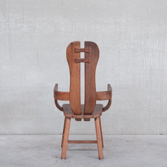 Image 1 of Set van 4 eikenhouten eetkamerstoelen Mid Century, België 1970