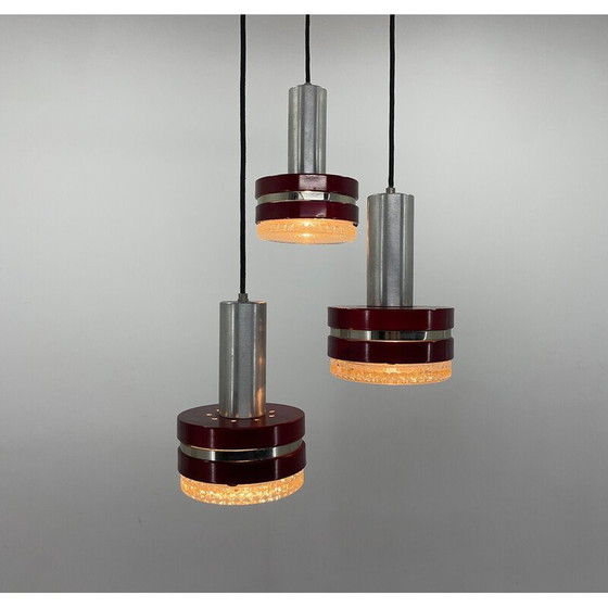 Image 1 of Italiaanse vintage hanglamp van metaal en glas, jaren 1960