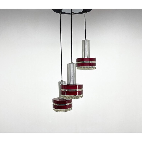 Image 1 of Italiaanse vintage hanglamp van metaal en glas, jaren 1960