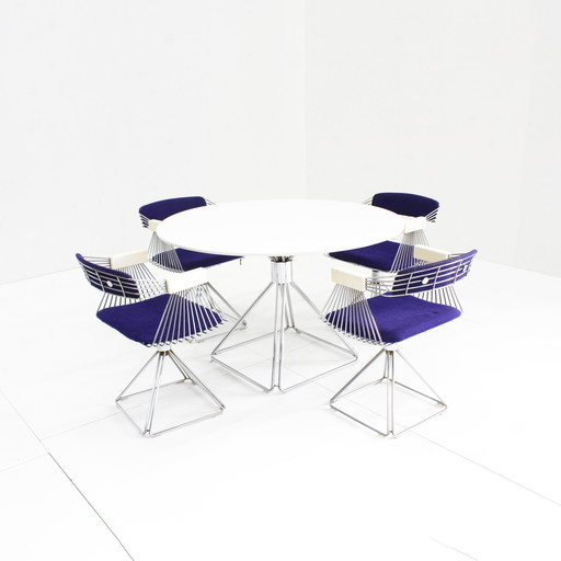 Rudi Verelst Delta eetkamer stoelen en tafel  Novalux, 1974, Set van 5