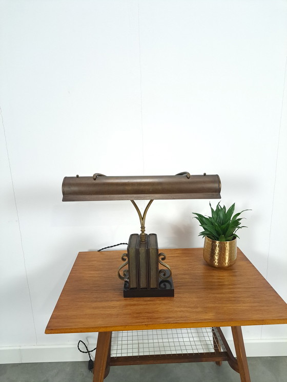 Image 1 of Bronzen Bureau Bankierslamp