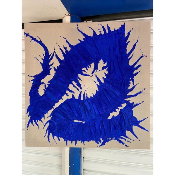 Image 1 of Acryl op vintage doek "Blue Dragon" van Coussot Bex