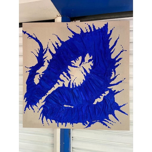 Acryl op vintage doek "Blue Dragon" van Coussot Bex