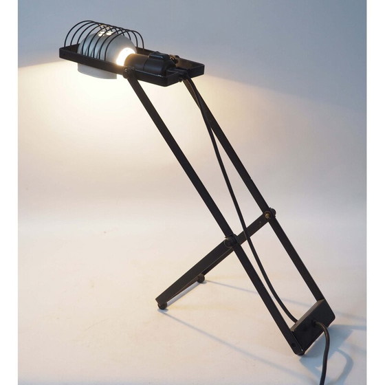 Image 1 of Vintage lamp in zwart aluminium met "Sintesi" gestempeld op de voet door Ernesto Gismondi voor Artemide, 1976