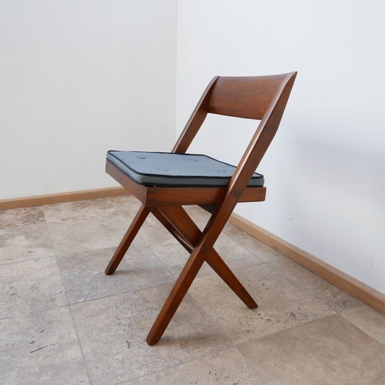Image 1 of Set van 4 vintage bibliotheekstoelen van Pierre Jeanneret, India 1960