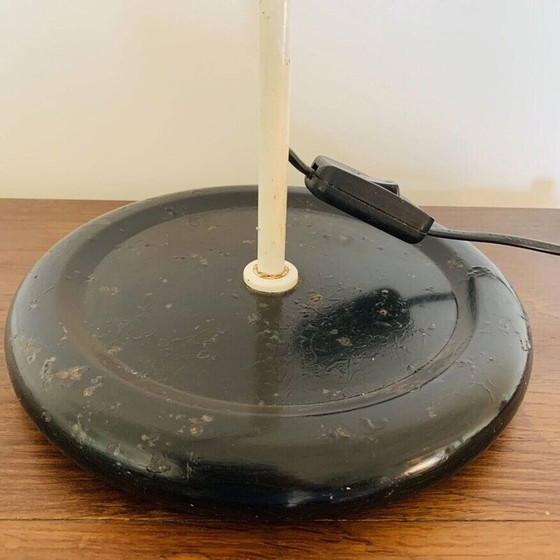 Image 1 of Vintage Space Age bureaulamp in chroomstaal en zwart gietijzer van Harvey Guzzini, 1970