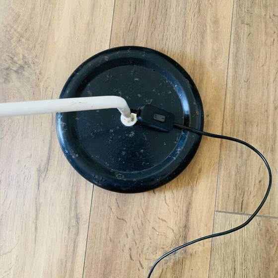 Image 1 of Vintage Space Age bureaulamp in chroomstaal en zwart gietijzer van Harvey Guzzini, 1970