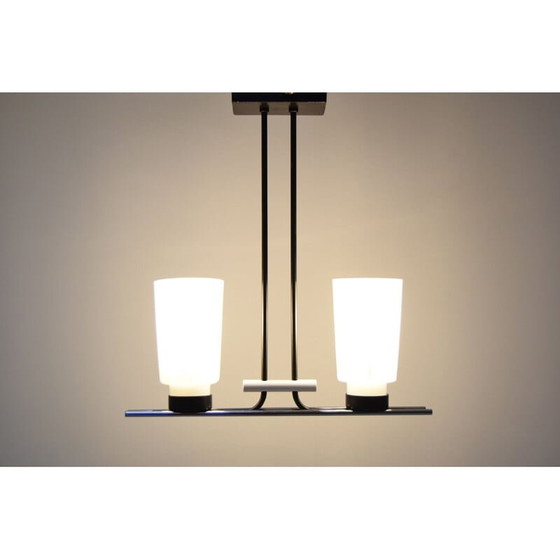 Image 1 of Vintage kroonluchter van glas en gelakt metaal, Tsjecho-Slowakije 1970