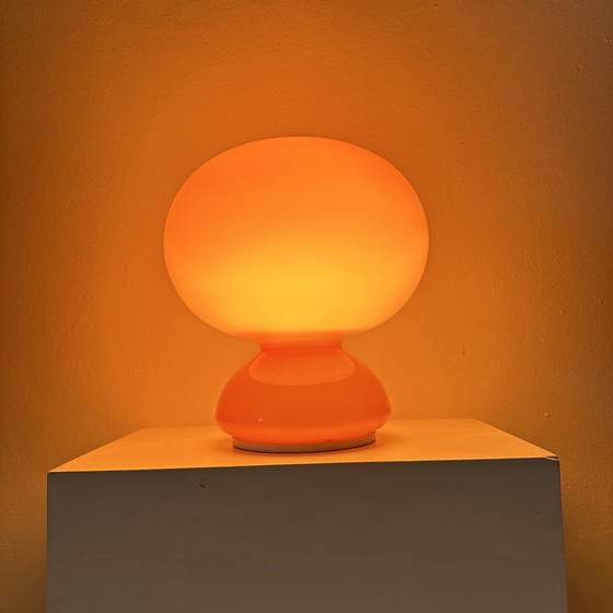 Image 1 of Space Age Table Lamp Orange Glass