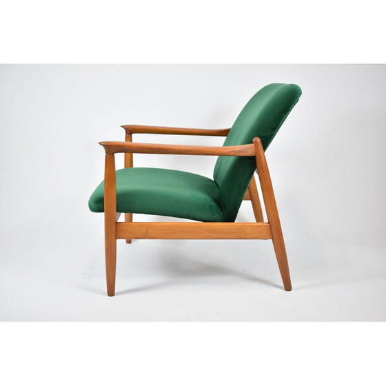 Image 1 of Vintage gepolijste fauteuil GFM64 fles groen fluweel 1960