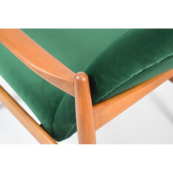 Image 1 of Vintage gepolijste fauteuil GFM64 fles groen fluweel 1960