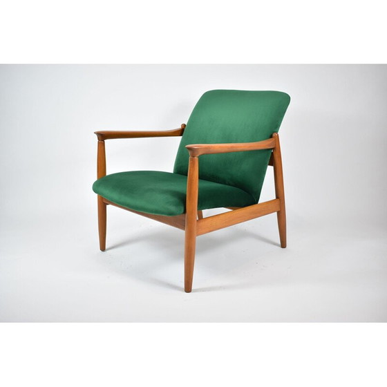 Image 1 of Vintage gepolijste fauteuil GFM64 fles groen fluweel 1960