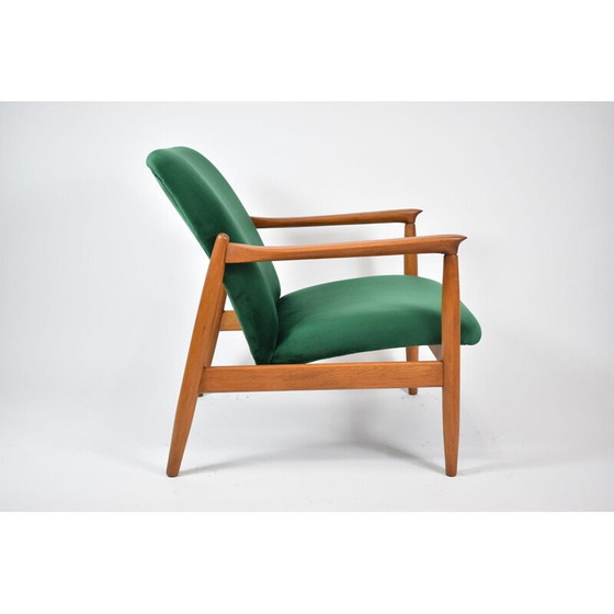 Image 1 of Vintage gepolijste fauteuil GFM64 fles groen fluweel 1960