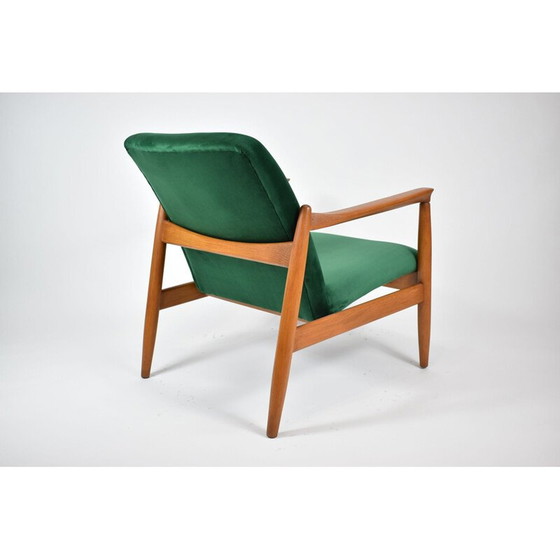 Image 1 of Vintage gepolijste fauteuil GFM64 fles groen fluweel 1960