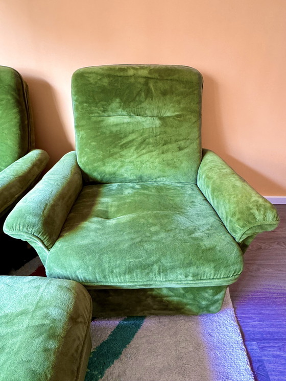 Image 1 of Fauteuil Set - Groen velours - 1970S