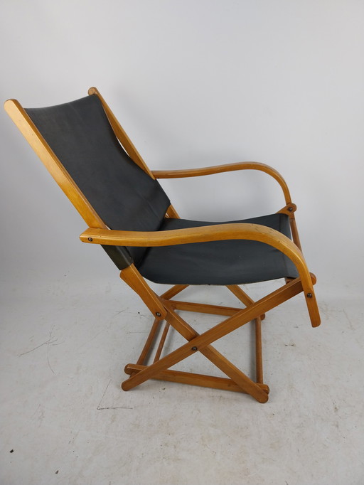 1 x Torck loungechair tuinstoel.  Tuigleer. 1960 