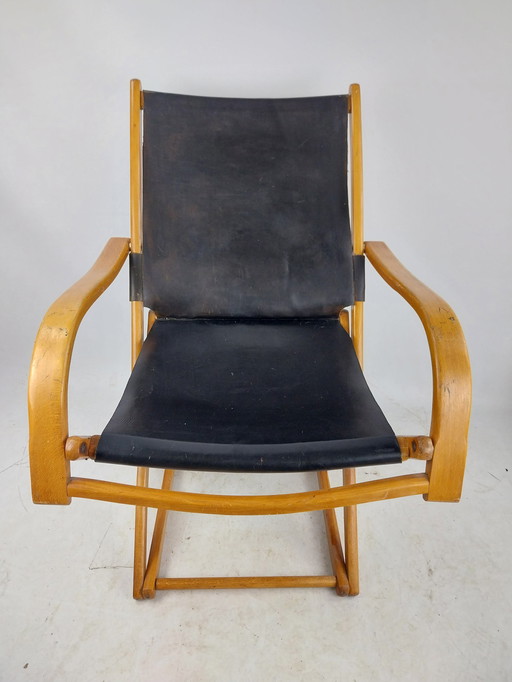 1 x Torck loungechair tuinstoel.  Tuigleer. 1960 