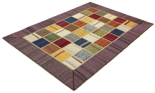 Origineel handgeknoopt Perzisch tapijt Kelim Patchwork Design 202 X 141 Cm Topconditie