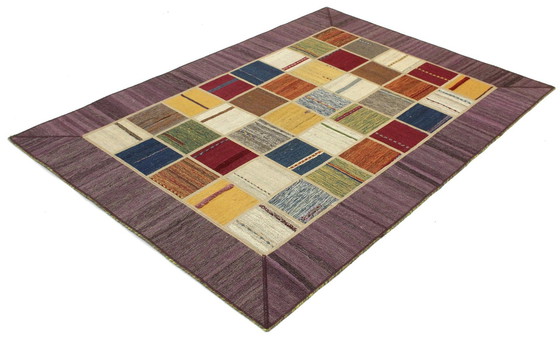 Image 1 of Origineel handgeknoopt Perzisch tapijt Kelim Patchwork Design 202 X 141 Cm Topconditie