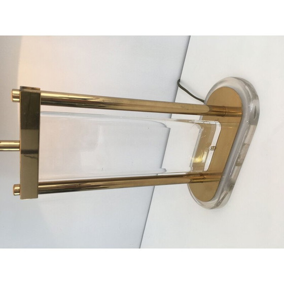 Image 1 of Tafellamp van verguld messing en plexiglas, 1970