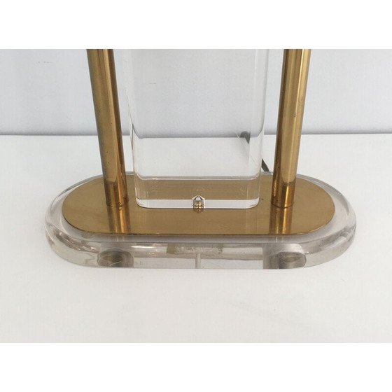 Image 1 of Tafellamp van verguld messing en plexiglas, 1970