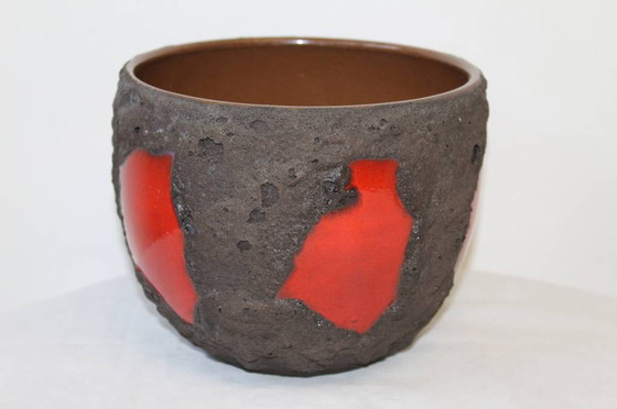 Image 1 of Vintage bloempot Roth FAT LAVA Rood\Zwart