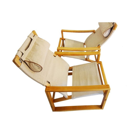 Image 1 of Paar Deense Mid Century "Safari" lounge stoelen van Børge Jensen & Sønner