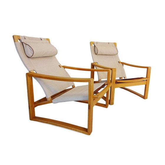 Image 1 of Paar Deense Mid Century "Safari" lounge stoelen van Børge Jensen & Sønner