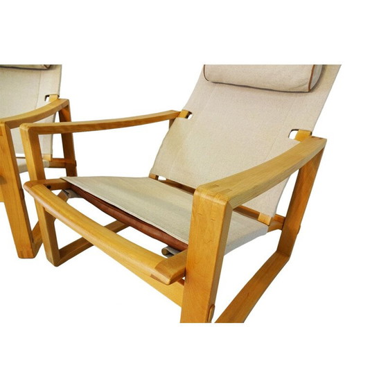 Image 1 of Paar Deense Mid Century "Safari" lounge stoelen van Børge Jensen & Sønner