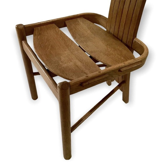 Image 1 of Set van 4 vintage gebogen massief eikenhouten stoelen, 1970
