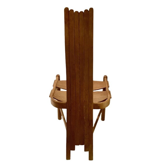 Image 1 of Set van 4 vintage gebogen massief eikenhouten stoelen, 1970